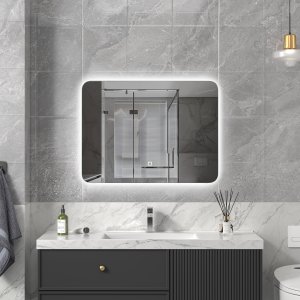 Baderomsspeil avrundede hjørner med LED 80x60 cm Baderomsspeil avrundede hjørner med LED 80x60 cm