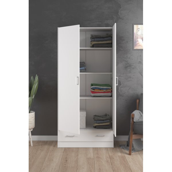 Hvit Space-garderobe, 80 cm bred og 170,5 cm høy Hvit Space-garderobe, 80 cm bred og 170,5 cm høy