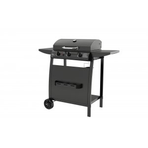 Gassgrill med lokk og varmerist - 3 brennere - svart