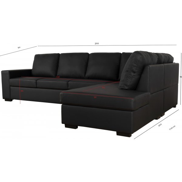 Sovesofa i PU 302 cm svart - Solna