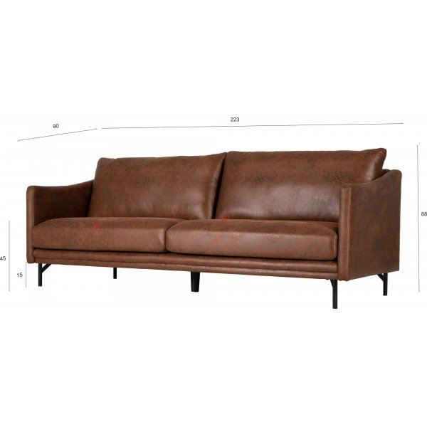 Vintage sofa 3-seter brun 223 cm Vintage sofa 3-seter brun 223 cm