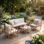 Loungegruppe Natur med hvite puter og bord - Bakg�rd