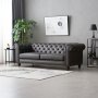 Sofa Chesterfield 3-seter 219 cm - m�rkebrun PU