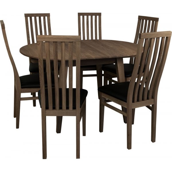 Rundt spisebord brunoljet 90-130 cm - Genova Rundt spisebord brunoljet 90-130 cm - Genova