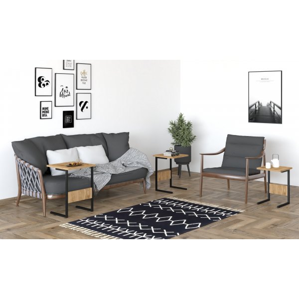 Sali bord 32/36/40 x 32/36/40 cm - Svart/mørk brun Sali bord 32/36/40 x 32/36/40 cm - Svart/mørk brun