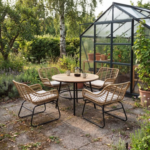 Utend�rs spisegruppe - Sommer (Bord) + Rengj�ringsspray for utem�bler