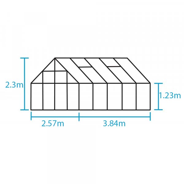 Drivhus Universal - Antracit med herdet glass 9,9 m² Drivhus Universal - Antracit med herdet glass 9,9 m²