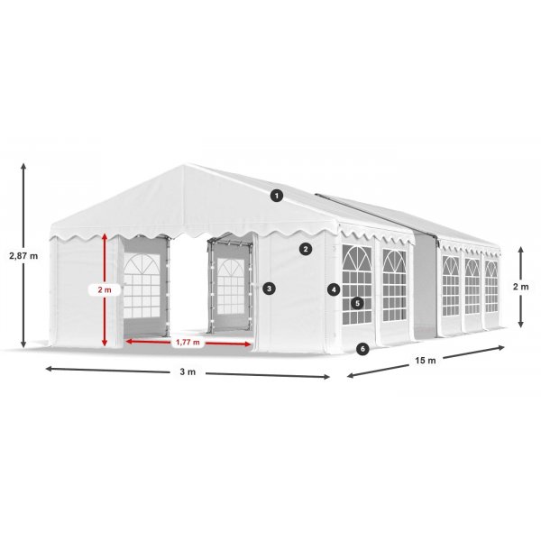 Partytelt Eco 1 i PE - 3 x 15 m