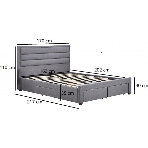 Sengeramme med oppbevaring inkludert hodegavl 160 x 200 cm gr�