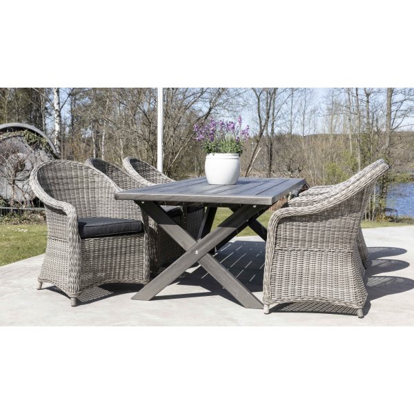 Oxford utespisegruppe 220 cm - Gr kunstrotting + Tekstilimpregnering for utembler