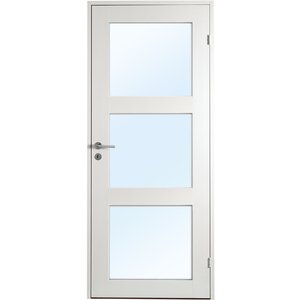 Ulvøya innerdør - 1speil - 3 Glass - Massiv + Håndtakssett - Blank
