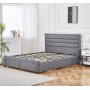 Sengeramme med oppbevaring inkludert hodegavl 180 x 200 cm - Gr�