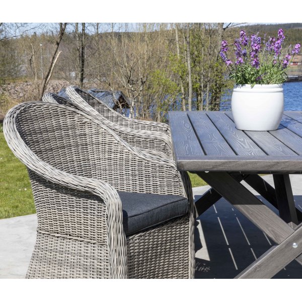 Oxford utespisegruppe 220 cm - Gr kunstrotting + Tekstilimpregnering for utembler