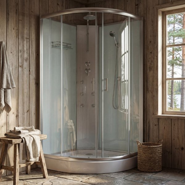 Dusjkabinett 90�90x210 cm Helt lukket med hvitt glass og massasje - Nebula