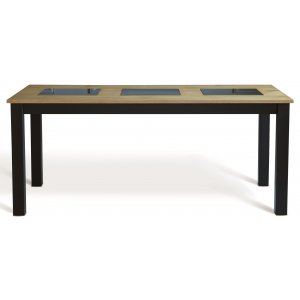 Spisebord 180x90 cm eik med svarte plater