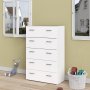 Space kommode hvit med 5 skuffer, bredde 74 cm og h�yde 115 cm