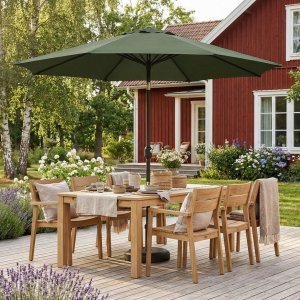 Parasoll Fj�llbacka 300 cm m�rkegr�nne balkongm�bler