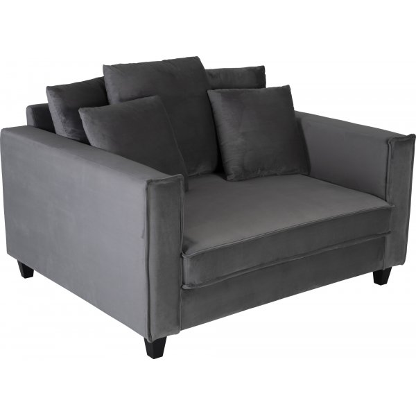 Stor lenestol i m�rkegr� fl�yel - 138 cm bred