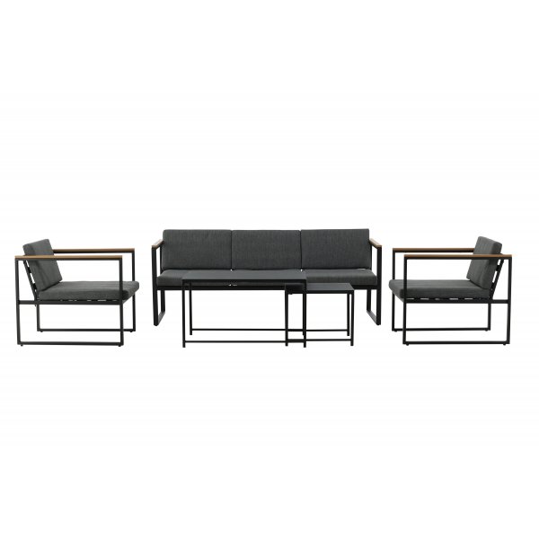 Loungegruppe Svart ramme Gr� puter med bord - Dakar