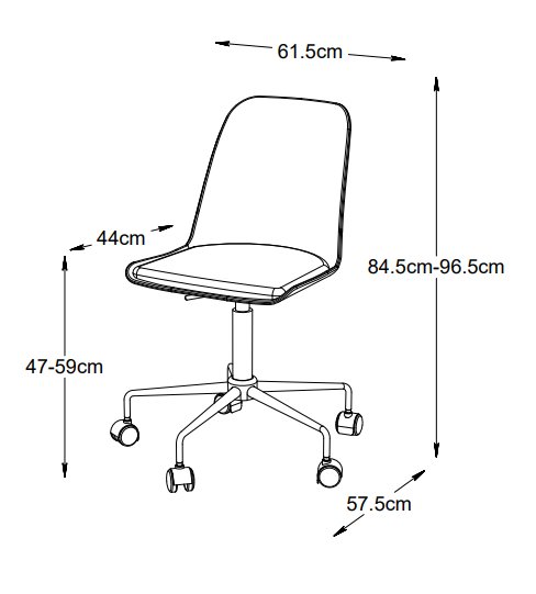 Cara grå kontorstol med sittepute Cara grå kontorstol med sittepute