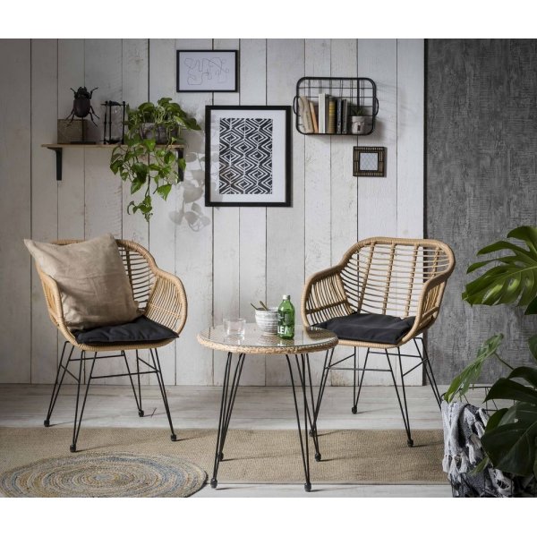 Vadsbro utembelgruppe 2 stoler & bord - Kunstrotting