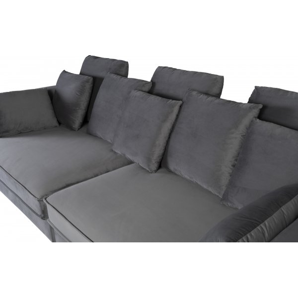 Sofa 250 cm bred m�rkegr� fl�yel 114 cm dyp