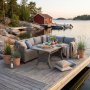 1 Utendørs sofagruppe med spisebord i rotting naturfarget 245/170 cm - Tor