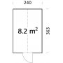 Drivhus Emilia med fundament 8,2 m  Grbehandlet tre - Herdet glas