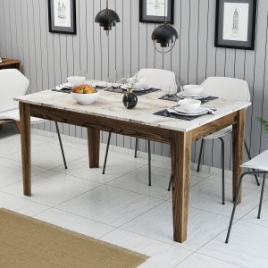 Milan spisebord 145 x 88 cm - Hvit marmor/valnøtt Milan spisebord 145 x 88 cm - Hvit marmor/valnøtt