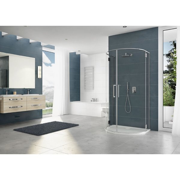 Space Line halvrundt dusjhj�rne (mot enkelvegg) - 6 og 8mm glass