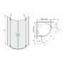 Halvrundt dusjhjrne TX - 6 mm glass (H 200 cm)