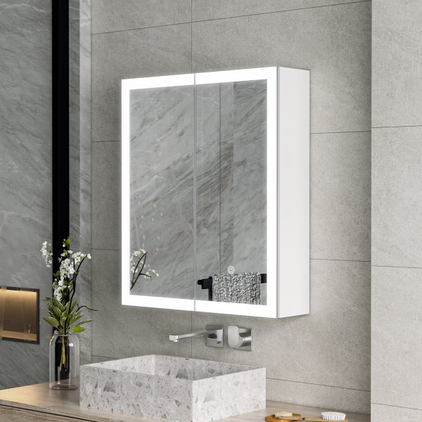 Speilskap - Cortona | Myktlukkende dobbeltdører | LED-belysning Speilskap - Cortona | Myktlukkende dobbeltdører | LED-belysning