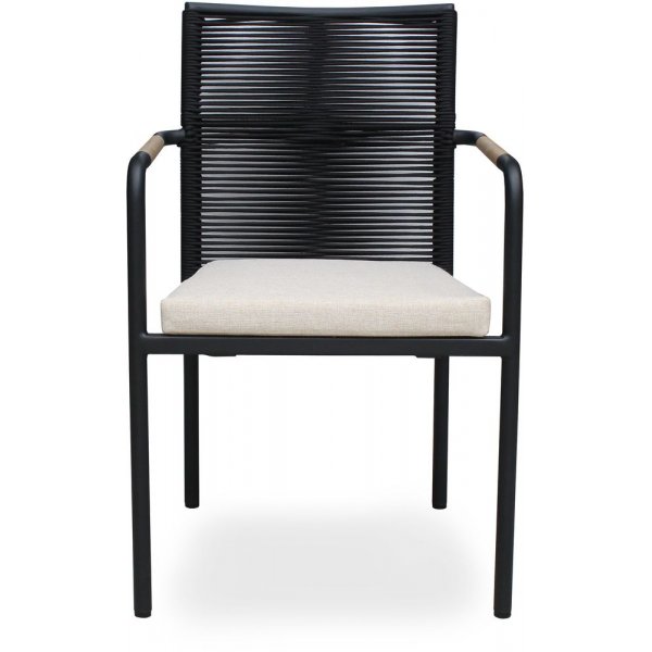 Utestol stabelbar i tau - Svart/Teak + Rengjringsspray for utembler