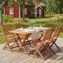 Sammenleggbart hagespisebord med oljebehandlet naturfarge og 4 stoler - FSC-sertifisert + M�belpleie