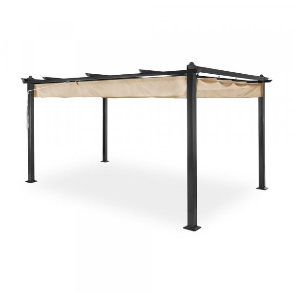 Pergola 3x4 m - Mrkegr aluminiumsramme med justerbar solskjerming