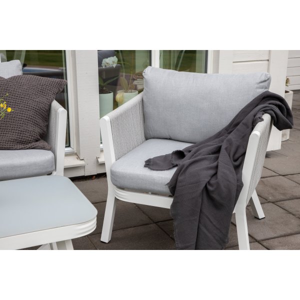 Loungesett gr� med hvite puter - Virya