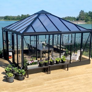 Orangeri og vinterhage 19,2m² | Firkantet premium drivhus Orangeri og vinterhage 19,2m² | Firkantet premium drivhus