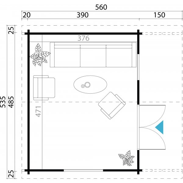 Attefall hus Bodil C - 20,7 m