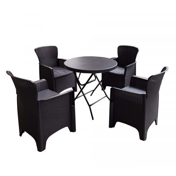 Spisegruppe Ricky med puter - Svart kunstrotting