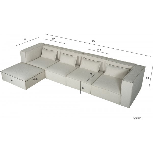 Nees modulsofa - midtseksjon - Stone White Nees modulsofa - midtseksjon - Stone White