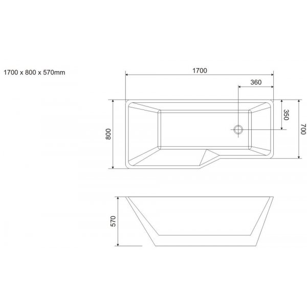 Badekar Hamilton høyrevendt - 170 cm Badekar Hamilton høyrevendt - 170 cm