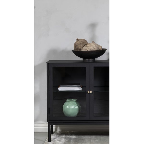 Revel skjenk med glassd�rer - Svart / Klart glass
