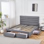 Sengeramme med oppbevaring inkludert hodegavl 180 x 200 cm - Gr�
