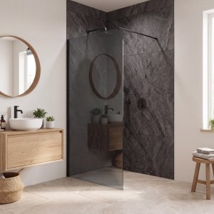 Dusjvegg gr� 8 mm herdet glass - Zen