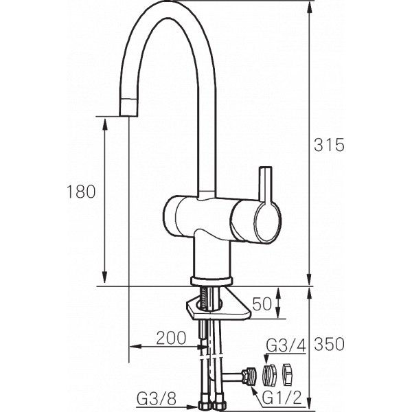 Mora Rexx K5 med avstengingsventil for oppvaskmaskin