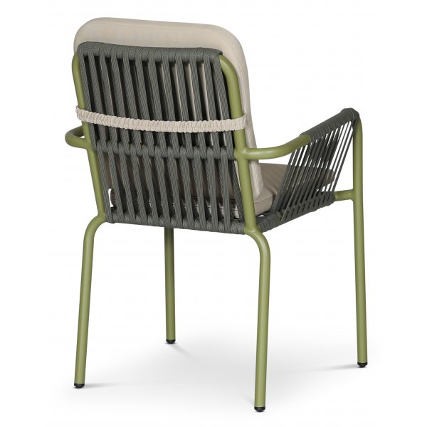 Lincoln stabelbar utestol - Grønn med beige pute Lincoln stabelbar utestol - Grønn med beige pute