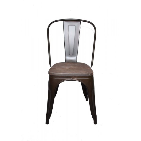 Metallstol med tresete - Stablebar