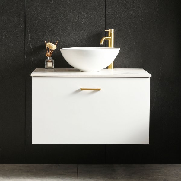 Toalett med servant 60 cm | Benkeplate i stein | Cumulushvit