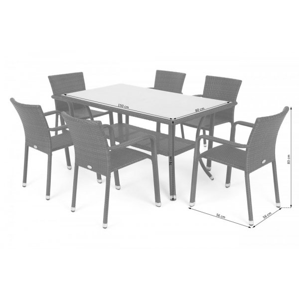 Spisegruppe Sumba bord + 6 stoler - Brun Spisegruppe Sumba bord + 6 stoler - Brun