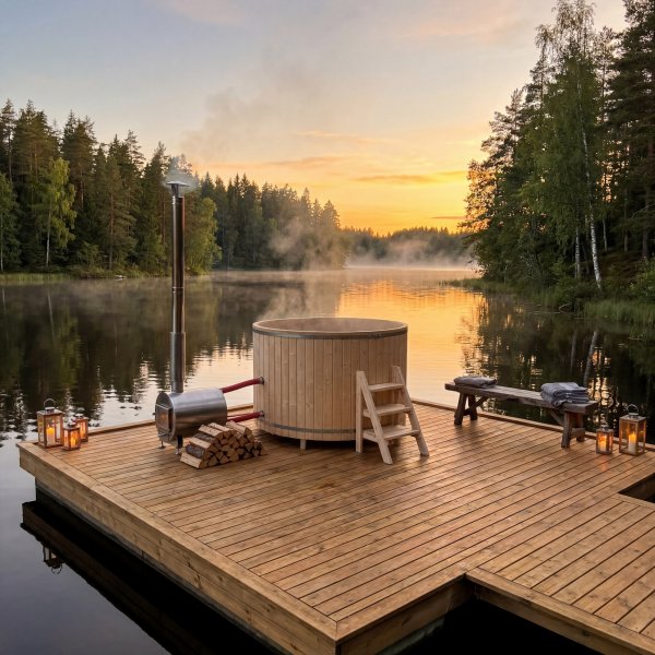 Badestamp med ildoppvarming